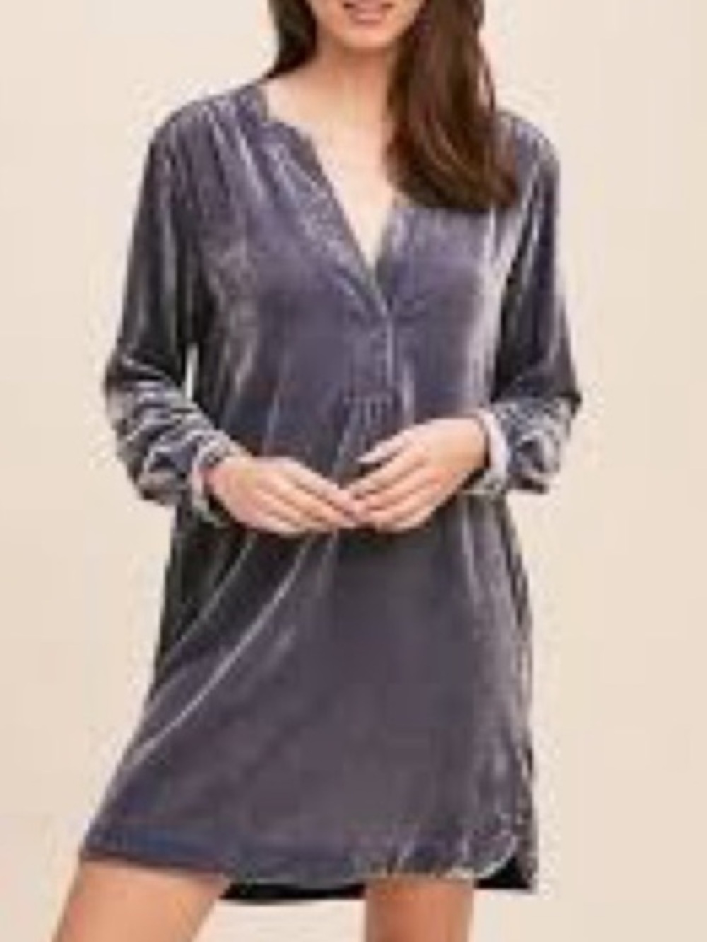 Anthropologie Velour tunic dress boxy cut blue size small oversized